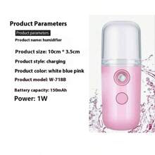 30ml Mini Nano Facial Mist Sprayer, Portable Face Steamer With USB Nano Mist Nozzle, Handheld Face Mister Humidifier For Skin Care, Makeup - White, Blue, Pink