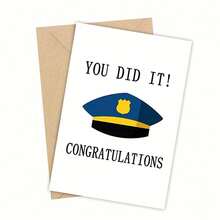 1PC Police Officer Graduation Certificate Card With Envelope, Police Theme Card, Police Academy Graduation Card, Police Promotion Card, Police Wishing Card, "You Did It! Congratulations" Design, Graduation Party Supplies - Multicolor - View 5