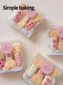 1 件卡通棒饼干模具 - 可爱动物形状（猫、狗、熊、兔子、心、吐司）适用于 DIY 烘焙、儿童午餐盒、返校季 | 亲子烹饪工具、便当装饰、生日派对糖霜印章