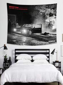 1 件欢迎来到波士顿庄园街区海报挂毯涤纶美学艺术装饰壁挂，适用于大学宿舍、客厅、卧室墙壁、家居装饰挂毯、派对背景装饰、理想礼物 - 黑與白 - 查看 6