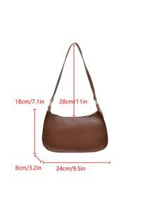 Bolso de hombro con cierre de cremallera en unicolor y estilo minimalista, bolso de medialuna elegante y sencillo, bolso de hombro con cremallera, bolso de piel sintética en unicolor, bolso burdeos, regalo ideal para Año Nuevo, bolso burdeos de moda