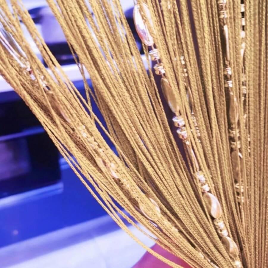 100cmX200cm Decorative Door String Curtain Beads Wall Panel Fringe Window Room Divider Blind For Wedding Coffee House Parts Door Divider Beads Tassel Screen Decoration (Colorfull 25) - 金色 - 查看 1