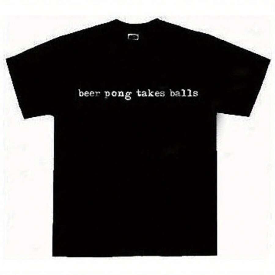 Beer Pong Takes Balls Funny T Shirt Black Frat College As Gift - Black - View 1
