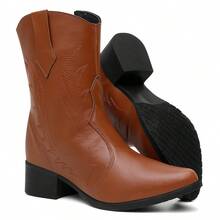 Women's Caramel Pointed Toe Embroidered Western Texan Boot - Camel - View 2