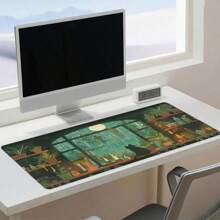 Tappetino per mouse grande con fiori di ciliegio rosa, gatti anime, tappetino per scrivania con base antiscivolo in gomma, tappetino da gioco con bordi rifiniti, forniture scolastiche, Ritorno a Scuola