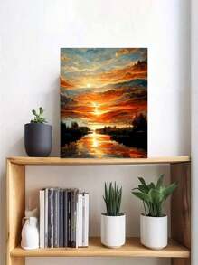 Neue digitale Ölmalerei-Set für Anfänger - Wunderschöne Sonnenuntergangszene, super hochauflösendes Muster, reichhaltige und leicht zu verwendende Farben, mühelos künstlerische Meisterwerke erstellen, ideal für Dekorationen und Geschenke! Hochwertige digitale Ölmalerei, umfangreiche Motivauswahl, reichlich Farben, erleben Sie die Erfüllung eines Meisters der Malerei von Zuhause aus, ohne Rahmen 40x50cm