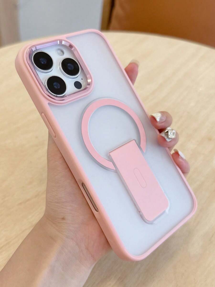 Funda de teléfono con carga inalámbrica magnética de lujo, mate y translúcida, compatible con iPhone 16, 15, 14, 13, 12, 11 Pro Max Plus, con anillo de cámara de metal, absorción de impactos y protección con cubierta trasera rígida - Rosa - Ver 1
