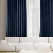 HPD Half Price Drapes - Faux Linen Curtains For Living Room (1 Panel) - 50W X 96L - Textured Room Darkening Curtains For Bedroom 96 Inches Long - Drapes For Home Decor, Birch - Indigo - View 4