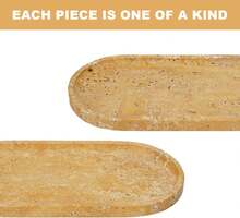 Koville Italian Natural Travertine Tray, 12"X6" Vanity Decorative Marble Tray For Countertop Organizer, Catchall Tray For Perfume, Candles, Jewelry Dish Tray - Golden Travertine - View 8