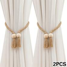 2 Pcs Strong Magnetic Curtain Tiebacks Curtain Holdbacks Outdoor Curtain Tiebacks Hand Woven Tie Backs Drapery Holdbacks Curtain Ties For Drapes
