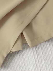 女童优雅花卉装饰拼接无袖衬衫和不对称裙裤两件套，春夏 - 卡其色 - 查看 8