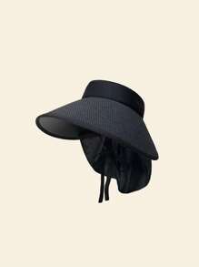 1Pc Solid Color Adjustable Sun Hats For Women Fashionable Women Wide Brim Hat Roll-Up Straw Sun Visor Hat