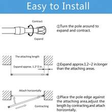 2pcs Spring Tension Curtain Rods Short Tension Rod, 2 Packs Small Spring Tension Curtain Rod 55-90cm, Thin Tension Rod No Drill For Window Cupboard Closet, Multi Functional Telescopic Rod Shower Curtain Bracket Shower Curtain Base Shower Curtain Rod Support Shower Curtain Rod Curtain Rod Bracket Bathroom Decor - 2pcs - View 11