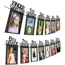 13pcs Graduation Party Decorations 2025 Graduation Photo Banner For Class Of 2025 Decorations K-12 Photo Display For High 5th 8th Grade Graduation Party Supplies(Black)