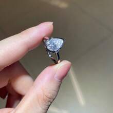 1 件 925 银泪滴莫桑石钻石订婚戒指，2 克拉 D 色，独特百搭的新娘珠宝