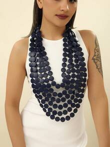 Handmade Exaggerated Multi-Layer Wooden Bead Necklace, Bohemian Style For European, Middle Eastern, Beach, Party, Vacation - Multicolor - View 10