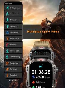 EFFEOKKI Effeokki Rugged Smart Watch For Men With Wireless Calling, 2.01 Inch IPS Display, 100+ Sports Modes, Fitness Tracker, Altitude Air Pressure, Compass, LED Flashlight, IP68 Waterproof, Compatible With IPhone & Android For Outdoor & Adventure