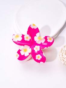 1pc Tropical Print Bohemian ABS Plastic Women Hair Clip, Candy Color Floral Pattern Hair Accessory, Fashionable Vacation Style - Suitable For Photography And Daily Use, Mermaid Tail Hair Claw For All Seasons Fashion Hair Accessories Flower Claw Clips