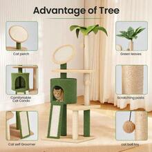 Cactus Cat Tree Green Cat Tree 57in Cat Tower For Indoor Cats Cactus Tower Condo For Kittens And Adults With Scratching Post Dangling Ball Perch Cat Self Groomer - Green - View 3