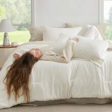 Full Comforter Set 7 Pieces White Full Bedding Set For All Seasons Boho Contrasting Design Bed In A Bag With Comforter Sheets Pillowcases And Shams