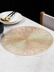 6pcs/8pcs Set Elegant European Style Firework Pattern Round Placemats - Waterproof, Oil-Resistant, Heat-Resistant, Suitable For Western Dining, Lace Design Protects Tabletop, For Events And Parties - Gold - View 3