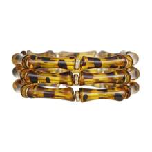 3pcs/Set Bohemian Multicolor Acrylic Leopard Print Bamboo Bracelets For Women Wedding Jewelry Party Charm Layer Beaded Bangles