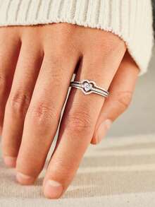 1 chiếc nhẫn bạc sterling 925 cổ điển nhiều lớp, nhẫn bạc tối giản dành cho nữ, trang sức tinh tế, thương hiệu cao cấp. - Bạc - Xem 3