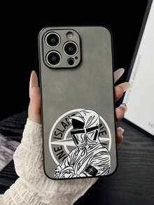 1 chiếc ốp lưng điện thoại tương thích với iPhone 17/16 Pro Max/15 Plus/14 Pro và các dòng điện thoại khác, kiểu dáng đường phố, chất liệu giả da cừu, thiết kế tiện dụng, in họa tiết, chống sốc toàn thân, các đường cắt chính xác. - Xám - Xem 3