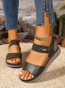 Sandalias de mujer con correa elástica estilo vintage 2025, suela blanda y liviana con cuña para damas