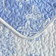 Flysheep Reversible Quilt Set Full Size, 3 Pieces White Blue Botanical Floral Printed Summer Bedding Set, Soft Microfiber Lightweight Bedspread/Coverlet All Season - 92x90 - Grey - View 6