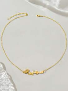 Collar personalizado con nombre árabe y flor del mes, de acero inoxidable, con placa con nombre y flor de nacimiento, collar con colgante, regalo de cumpleaños