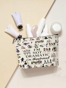 1 Pieza Bolsa de maquillaje para teatro musical - 'No soy dramática, soy teatral' Estuche cosmético con cremallera - Regalo para fans del teatro - Gris - Ver 5