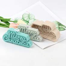 Molde de silicona con texto cursivo "Feliz Navidad" - Duradero y de fácil desmoldeo, para manualidades con resina/jabón/yeso para decoración y regalos navideños - Gris - Ver 3
