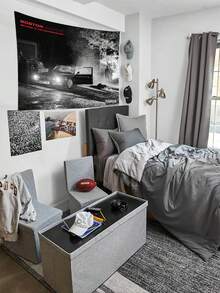 1 件欢迎来到波士顿庄园街区海报挂毯涤纶美学艺术装饰壁挂，适用于大学宿舍、客厅、卧室墙壁、家居装饰挂毯、派对背景装饰、理想礼物 - 黑與白 - 查看 7