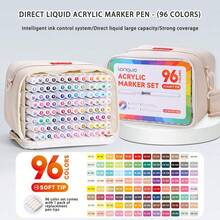 288/240/192/96色丙烯颜料马克笔套装，带收纳袋，学生艺术专业绘画软头马克笔，适用于纸张，可堆叠，可用于绘画、玻璃、防水人体彩绘，圣诞礼物，返校理想之选 - 彩色 - 查看 14