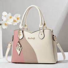 Women Shoulder Bags - 粉紅色拼米白 - 查看 3