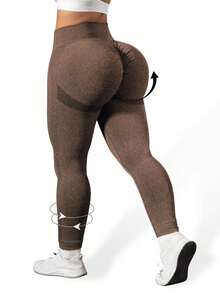 Plus Size Women Seamless High-Waisted Yoga Pants, Oversized Yoga Pants Are Very Fat, Can Be Worn With A High Waist And Nude. They Are 9/10 Plus Size Leggings, Yoga Pants And Leggings Yoga Pants Plus Size Plus Size Gym Clothes Tie-Dye - 棕色 - 查看 2