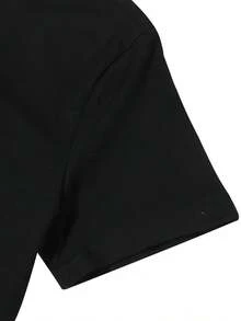 Women's New Casual Round Neck Letter Element Dad's Girl Angel Heart Print Pullover T-Shirt - Black - View 4