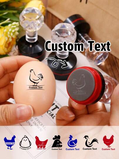 LICVIC Custom Eggs Text Stamp,Back To School Supplies For ,Name Stamps Personalized,Customized Signature Stamp,Egg Stamps,Farm Stamp,Three Ink Colors (Black/Red/Blue),Stamps For ,Fresh Eggs Sign,Customizable Birthday Gifts,Baby Shower,Wedding Gifts,Teacher,Versatile,Reusable,Son,Envelopes,Invitations,Napkins,Anniversary
