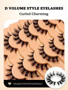 Asiteo 7 Pairs D Curl Luxurious Fluffy Volume Dramatic Messy Faux Mink False Lashes Reusable, Soft, Comfortable Strip Lashes, Lashes, Eyelashes, Fake Lashes - 俄羅斯假睫毛 - 查看 8