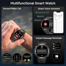 1pc Real GPS Smart Watch For Men, Dual-Band GPS Positioning, LED Flashlight, 3ATM Waterproof, 530mAh Battery, Wireless Call/Dial, Info Push, ChatGPT, Fitness Tracker, Heart Rate/Sleep Monitoring, Compass, Altitude, Barometer, 100+Sport Modes Smartwatch T-REX 3, Compatible With Android IOS