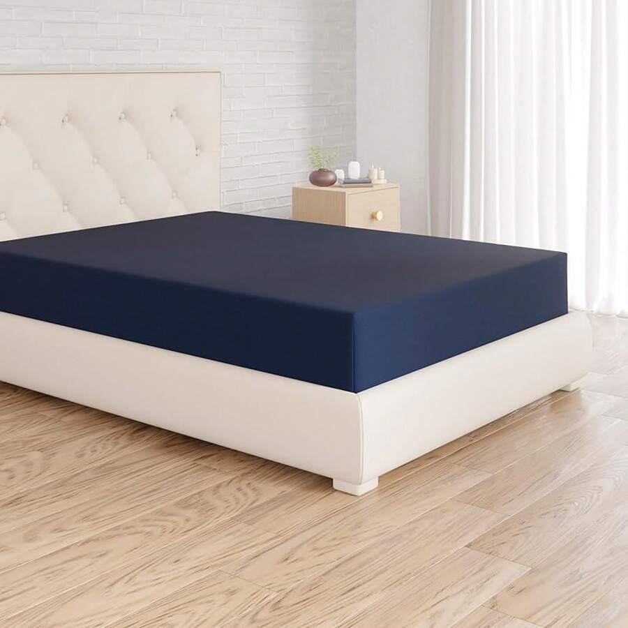 Basics Soft Microfibre King Fitted Sheet, Deep Pocket 12 Inch (30 Cm), Black - Navy Blue - View 1