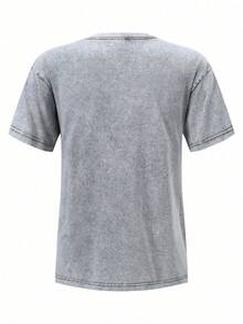 Vintage Washed Old Row Toucan "Vitamin G" Tee - 230g Cotton, Loose Crew Neck, Humorous Bird Design - 灰色 - 查看 2