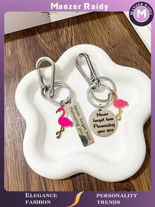 The Latest Stainless Steel Flamingo Keychain, Simple And Personalized Key Chain, Backpack Car Pendant, Festival Gift, Inspiring Gift Car Accessories Bag Charm Backpack For School - Multicolor - View 3