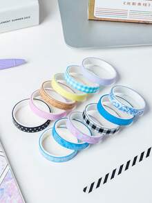 20卷/盒光影条纹系列胶带，彩色设计，适用于手册制作、景观美化等场合的纸质胶带，适合返校季、礼品包装和装饰，是送给朋友的完美礼物！ - 彩色 - 查看 10