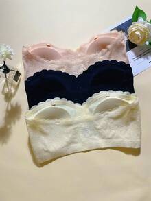 3pcs/Set Front Closure Seamless Backless Bras For Women, Non-Slip & Non-Falling, Beautiful Back Design, Underwire Bras - Multicolor - View 3