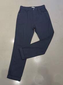 Twill Pants With Lots Of Elastane - Dark Grey - View 1