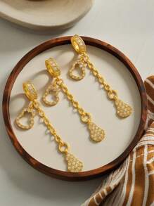 1 pieza Collar con colgante de cadena con borla de latón y circonita cúbica en forma de calabaza, accesorio de joyería DIY