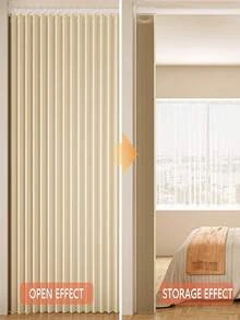 1 件畅销新款米色耐高温百褶窗帘，多用途窗帘，适用于别墅、阳台、客厅、卧室、遮光装饰