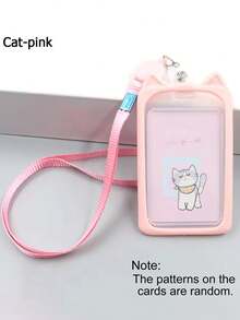 卡通可爱猫咪卡套证件卡套伸缩挂绳保护套吊坠工作公交银行照片卡套Kpop卡套 - 彩色 - 查看 9
